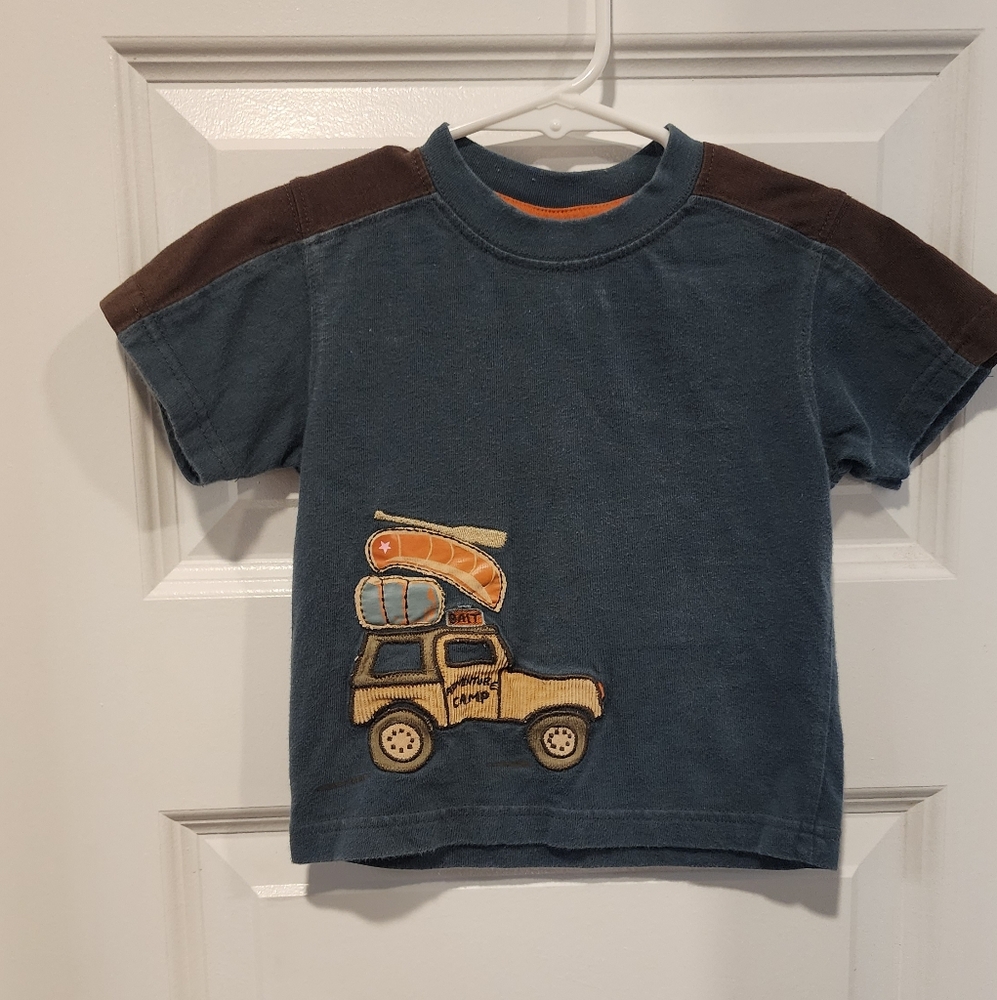 Gymboree Blue and Orange Kids T-Shirt Y2K 2006 Boys Size 12-18 Months